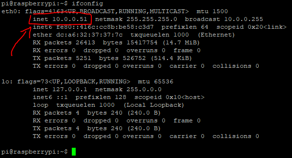 comando ifconfig per scoprire l'indirizzo ethernet