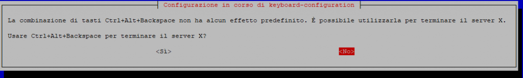 raspi-config combinazioni di tasti per uscire da Server X