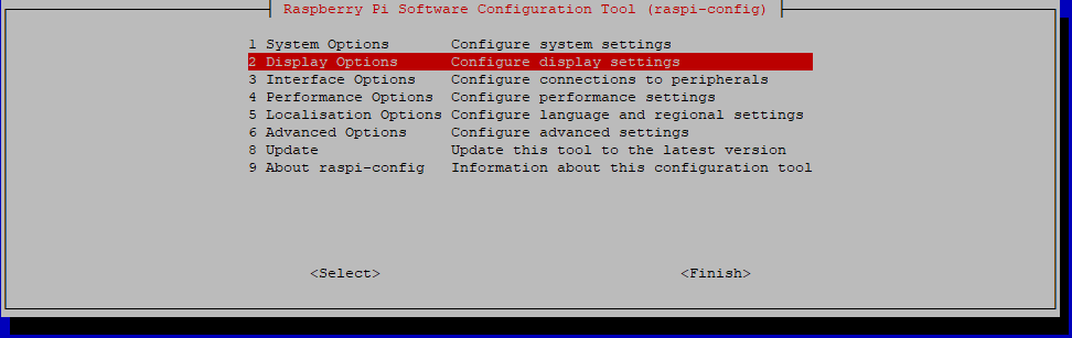 raspi-config display options