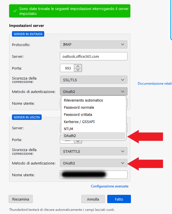 Thunderbird abilitazione OAuth2