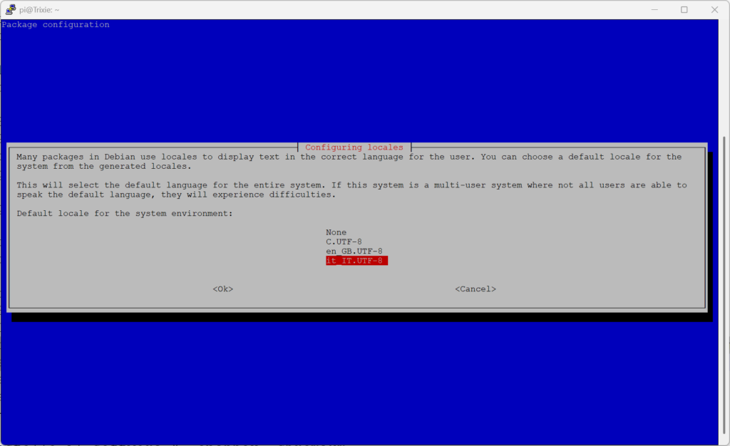 Raspi-config Impostazioni della localizzazione in italiano